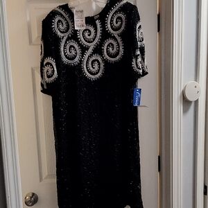 Laurence Kazar Black and White Swirl Mini Dress